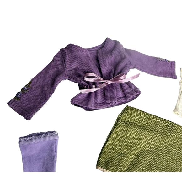 American Girl Today GO ANYWHERE OUTFIT Skirt Top Sweater Shoes Tights Panties + - Picture 10 of 12
